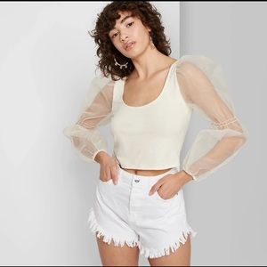 Wild fable high waisted white denim shorts frayed hem